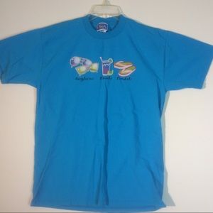 Winnie The Pooh Inspired Embroidered Blue T Shirt Sunglasses Drink Flip Flops